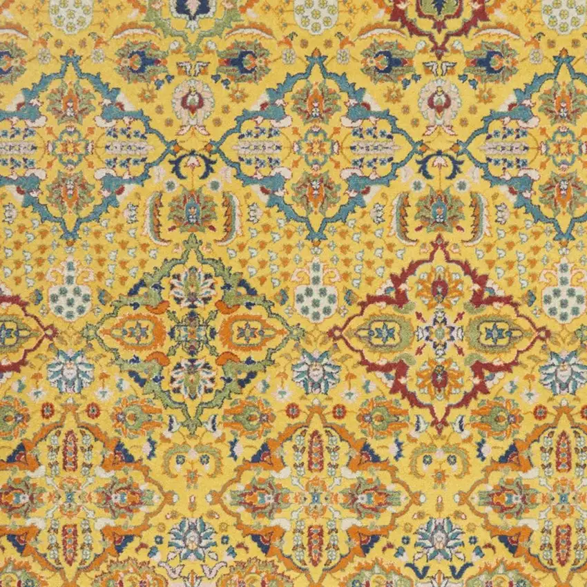 Yellow Floral Power Loom Area Rug Photo 3