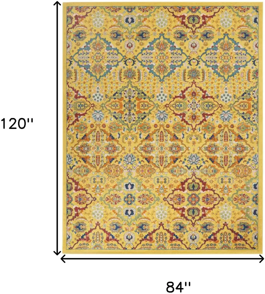 Yellow Floral Power Loom Area Rug Photo 9