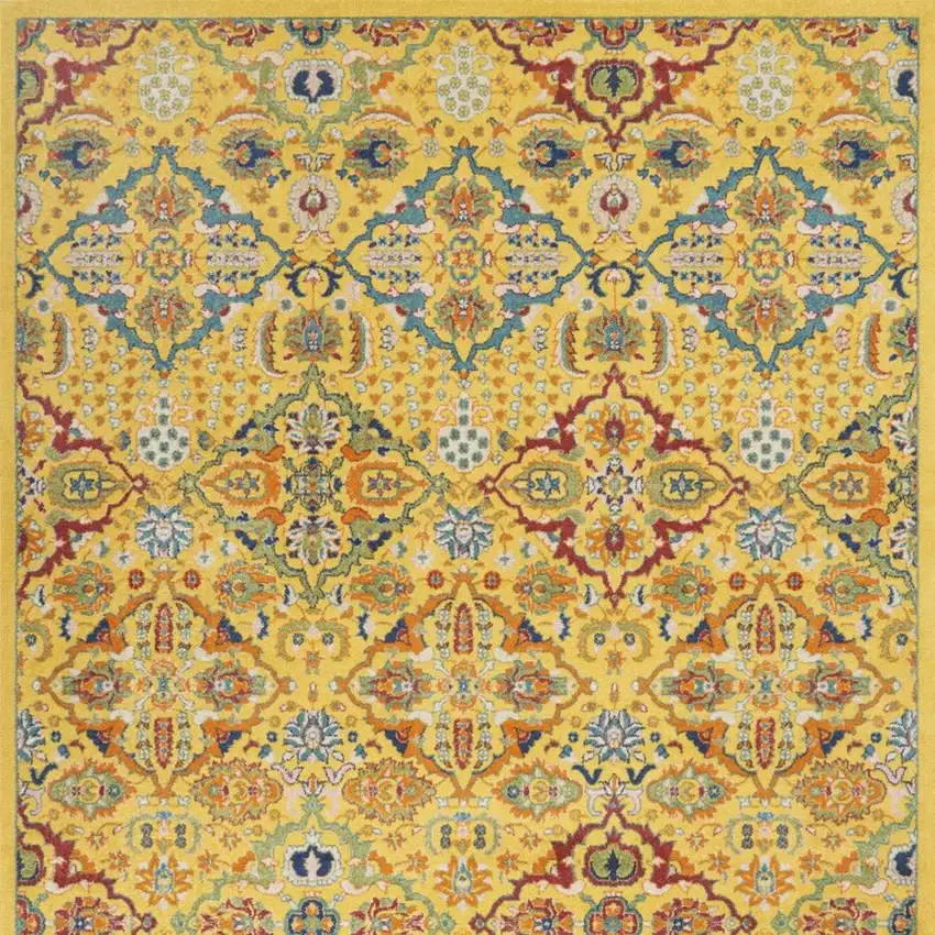 Yellow Floral Power Loom Area Rug Photo 4