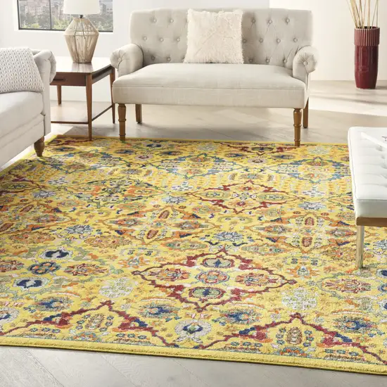 Yellow Floral Power Loom Area Rug Photo 5