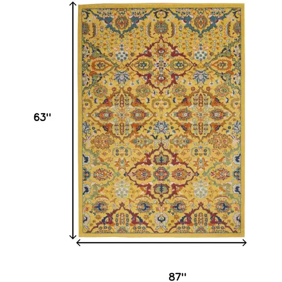 Yellow Floral Power Loom Area Rug Photo 3
