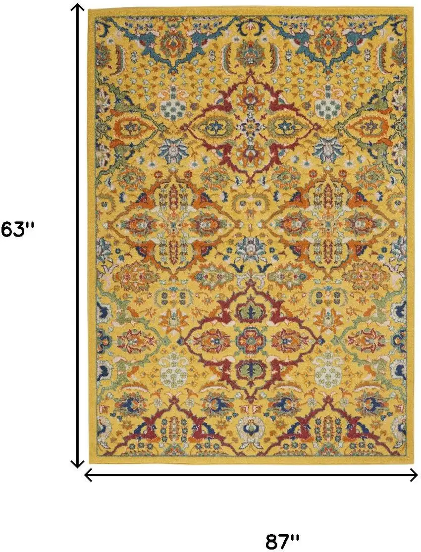 Yellow Floral Power Loom Area Rug Photo 3