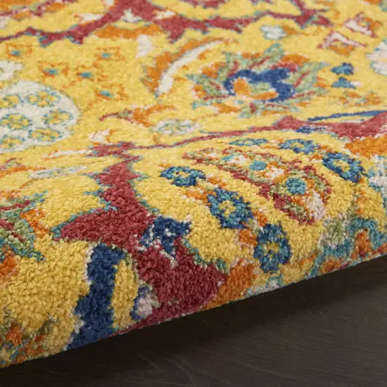 Yellow Floral Power Loom Area Rug Photo 8
