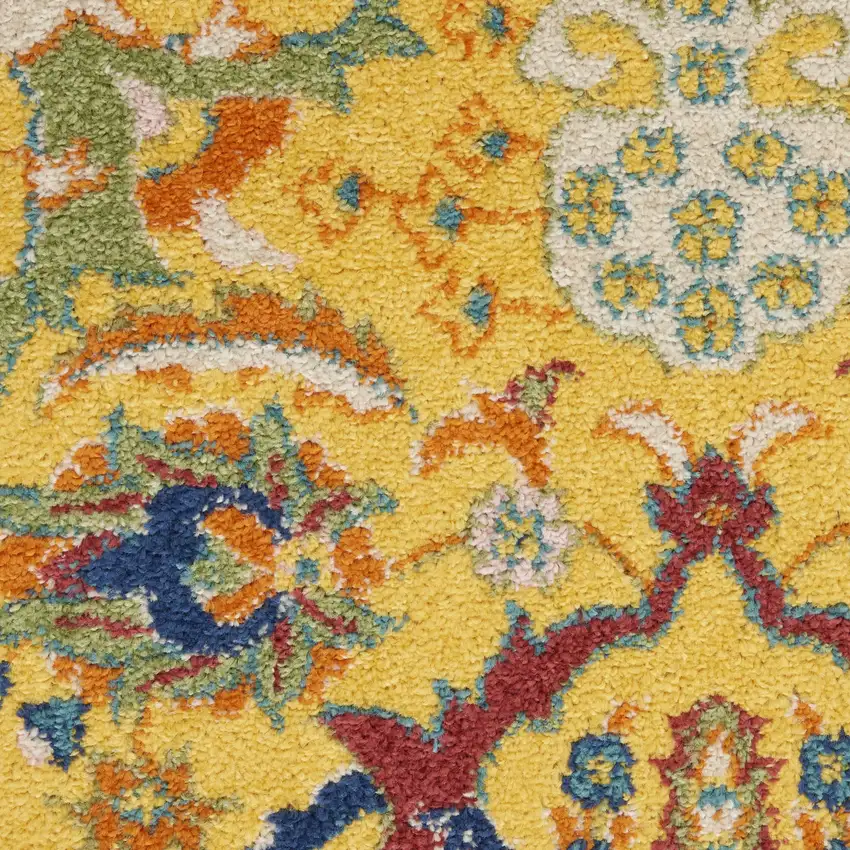Yellow Floral Power Loom Area Rug Photo 1