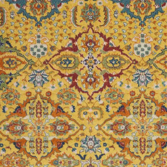 Yellow Floral Power Loom Area Rug Photo 3