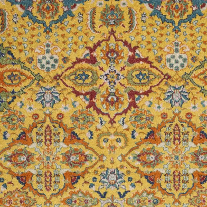 Yellow Floral Power Loom Area Rug Photo 3