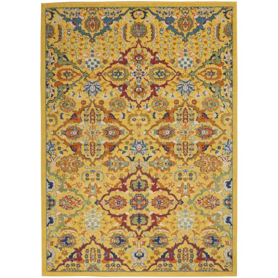 Yellow Floral Power Loom Area Rug Photo 2