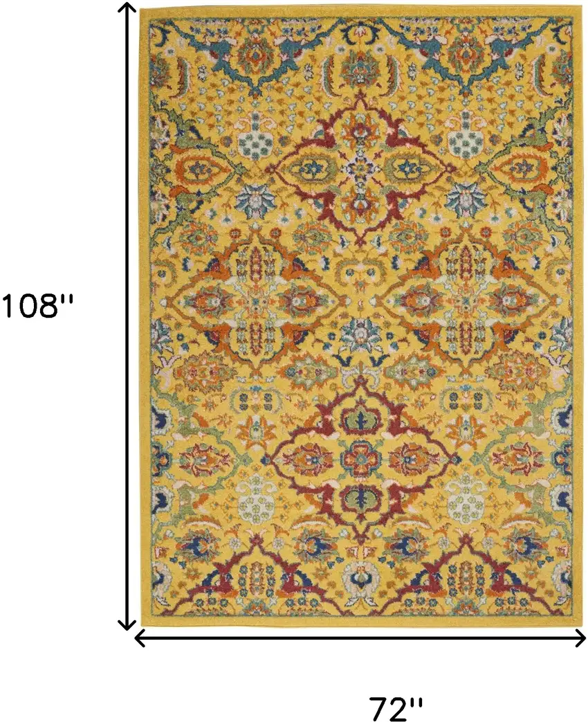 Yellow Floral Power Loom Area Rug Photo 9
