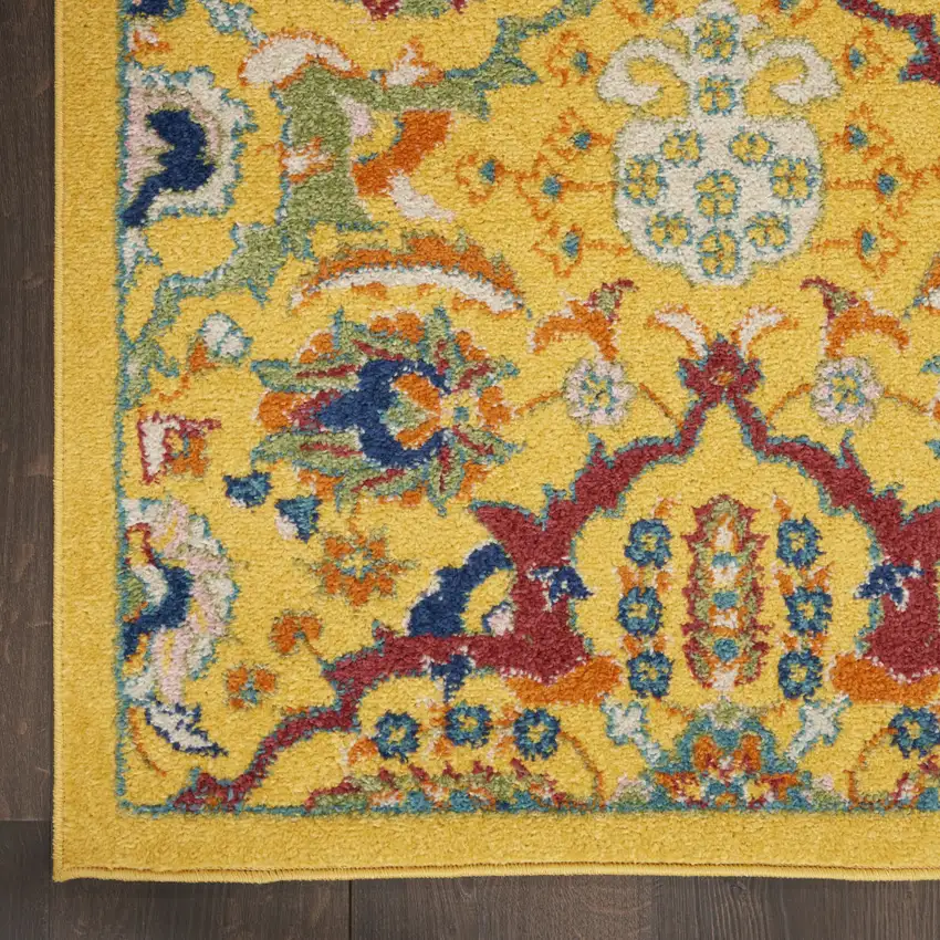 Yellow Floral Power Loom Area Rug Photo 7