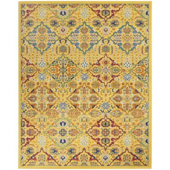 Yellow Floral Power Loom Area Rug Photo 9
