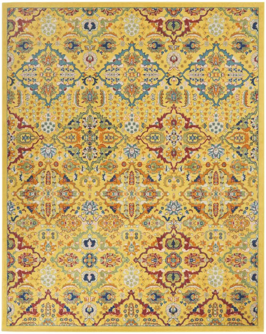 Yellow Floral Power Loom Area Rug Photo 9