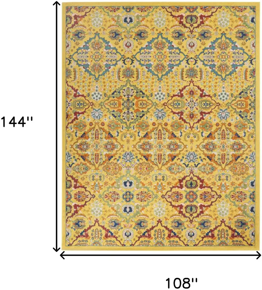 Yellow Floral Power Loom Area Rug Photo 3