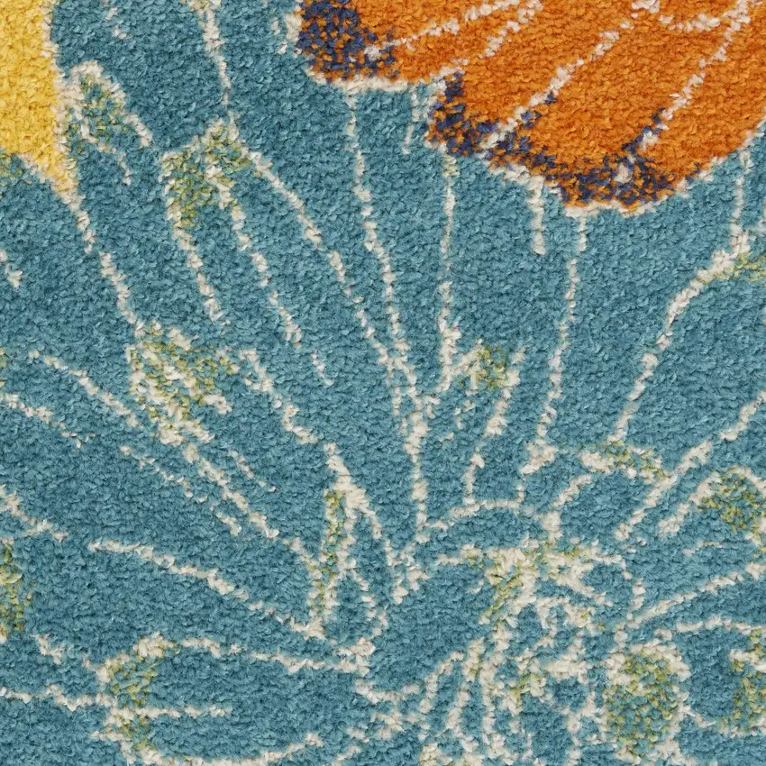 Yellow Floral Power Loom Area Rug Photo 1