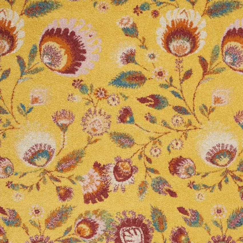Yellow Floral Power Loom Area Rug Photo 1