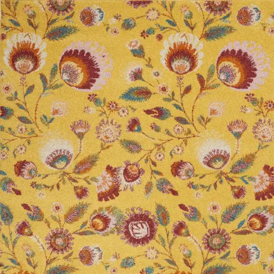 Yellow Floral Power Loom Area Rug Photo 3