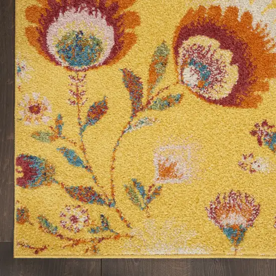 Yellow Floral Power Loom Area Rug Photo 9