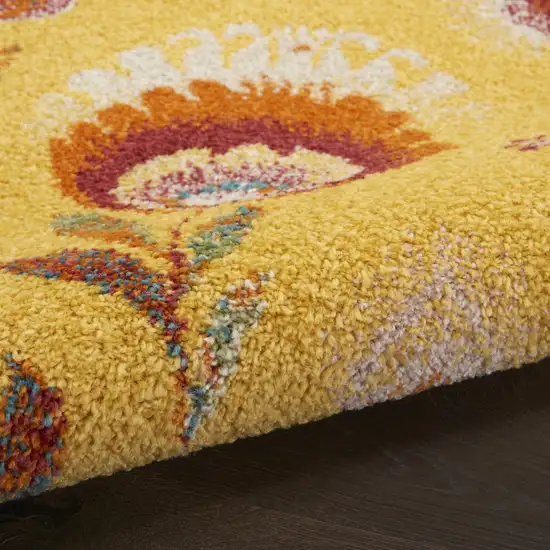 Yellow Floral Power Loom Area Rug Photo 6