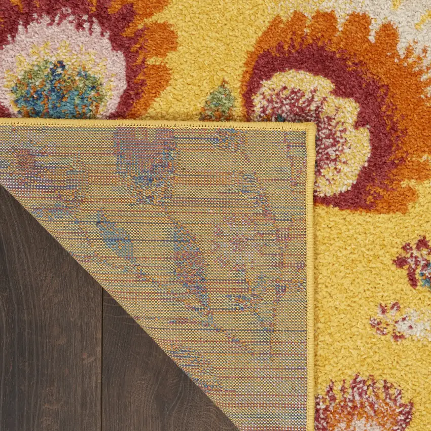 Yellow Floral Power Loom Area Rug Photo 8