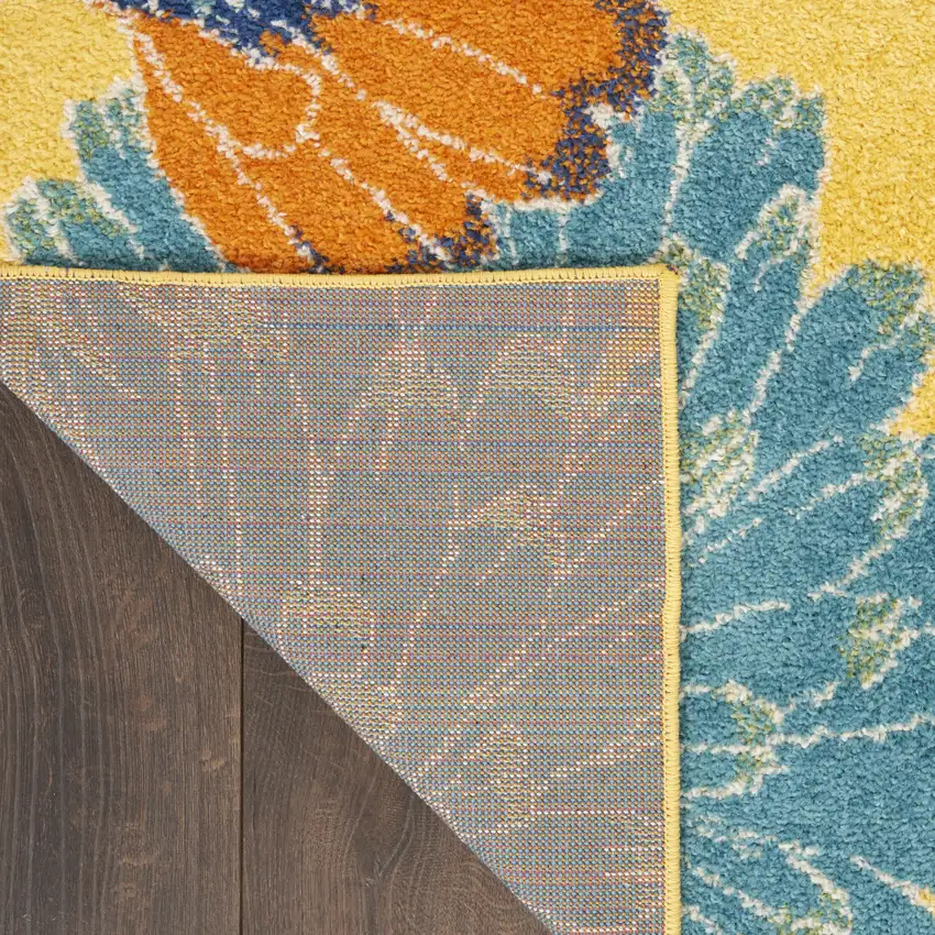 Yellow Floral Power Loom Area Rug Photo 9