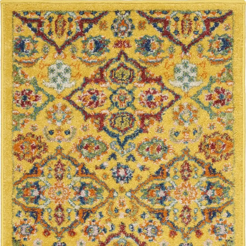 Yellow Floral Power Loom Area Rug Photo 4