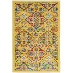 Photo of Yellow Floral Power Loom Area Rug
