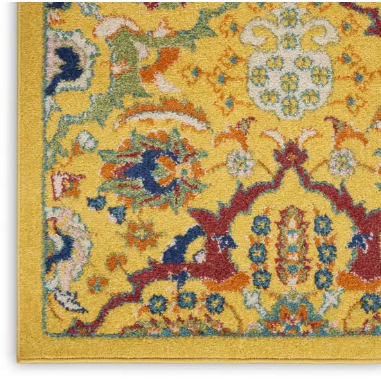 Yellow Floral Power Loom Area Rug Photo 8
