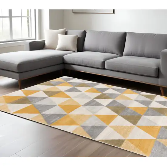 Yellow Geometric Area Rug Photo 2