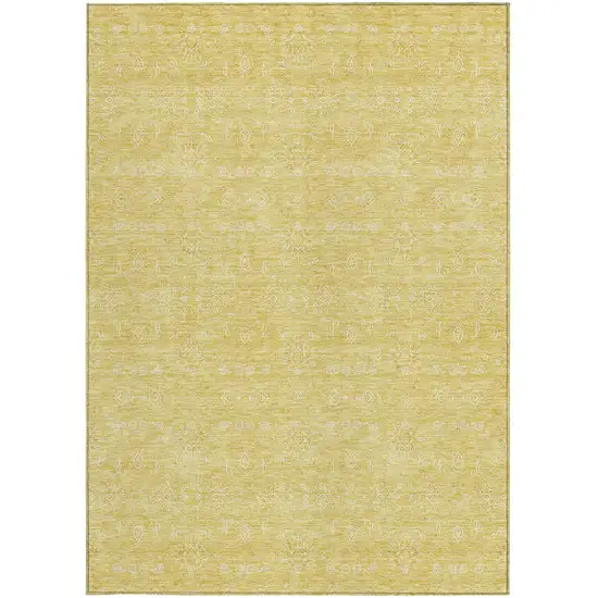 Yellow Gold And Ivory Floral Washable Indoor Outdoor Area Rug Photo 2