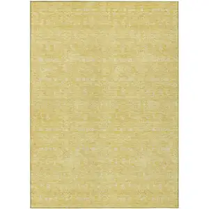 Photo of Yellow Gold And Ivory Floral Washable Indoor Outdoor Area Rug