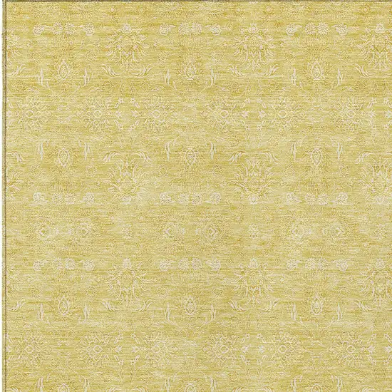 Yellow Gold And Ivory Floral Washable Indoor Outdoor Area Rug Photo 3