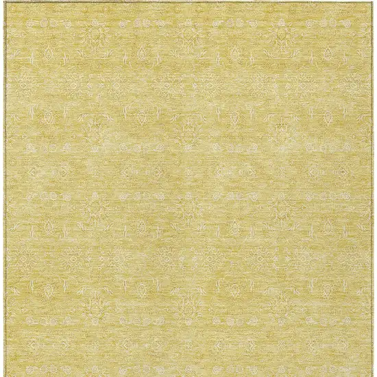 Yellow Gold And Ivory Floral Washable Indoor Outdoor Area Rug Photo 4