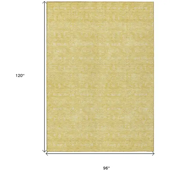 Yellow Gold And Ivory Floral Washable Indoor Outdoor Area Rug Photo 9