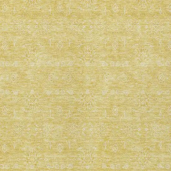 Yellow Gold And Ivory Floral Washable Indoor Outdoor Area Rug Photo 3