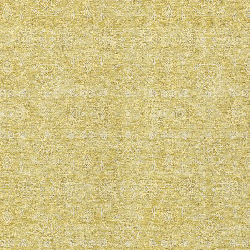 Yellow Gold And Ivory Floral Washable Indoor Outdoor Area Rug Photo 3