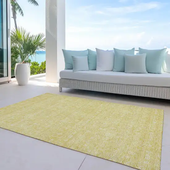 Yellow Gold And Ivory Floral Washable Indoor Outdoor Area Rug Photo 8