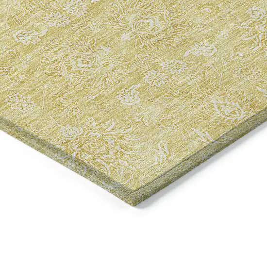 Yellow Gold And Ivory Floral Washable Indoor Outdoor Area Rug Photo 2