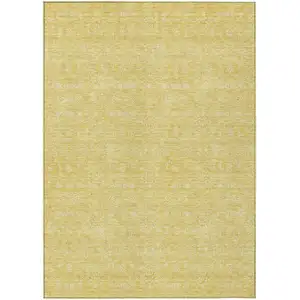 Photo of Yellow Gold And Ivory Floral Washable Indoor Outdoor Area Rug