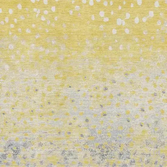 Yellow Gray And Ivory Polka Dot Washable Area Rug With UV Protection Photo 2