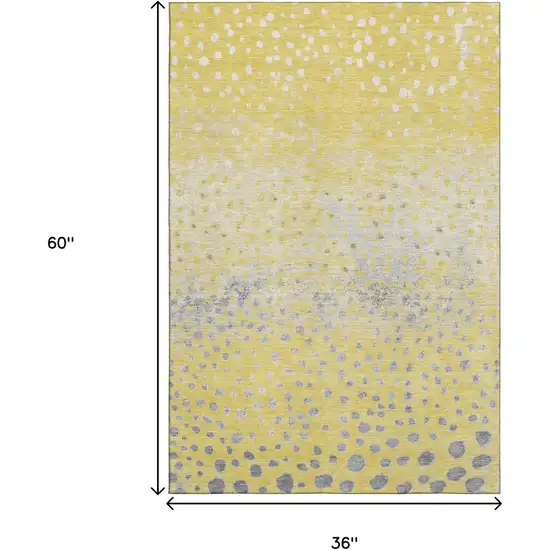 Yellow Gray And Ivory Polka Dot Washable Area Rug With UV Protection Photo 3