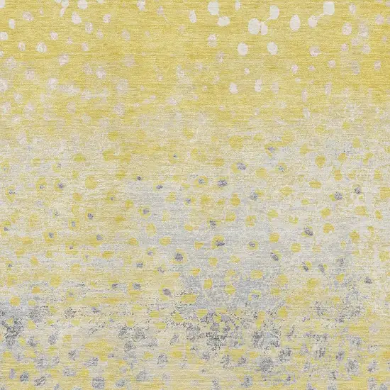 Yellow Gray And Ivory Polka Dot Washable Area Rug With UV Protection Photo 2