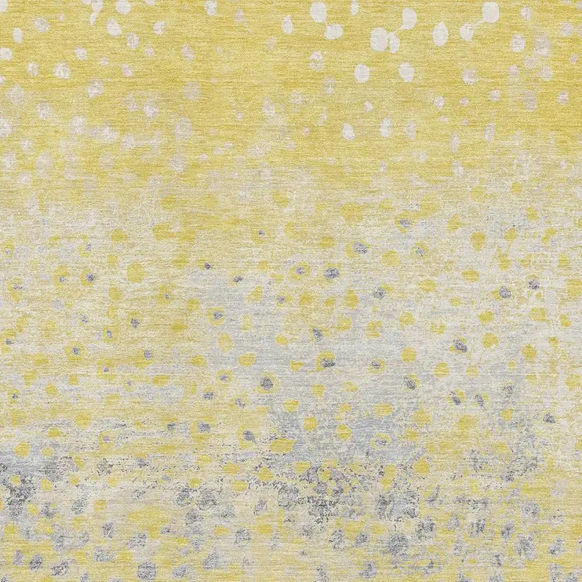 Yellow Gray And Ivory Polka Dot Washable Area Rug With UV Protection Photo 2