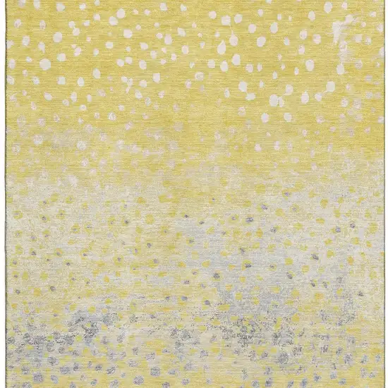 Yellow Gray And Ivory Polka Dot Washable Area Rug With UV Protection Photo 3