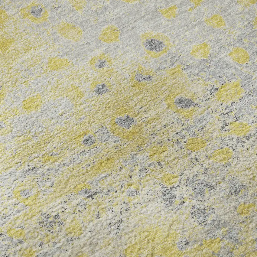 Yellow Gray And Ivory Polka Dot Washable Area Rug With UV Protection Photo 9
