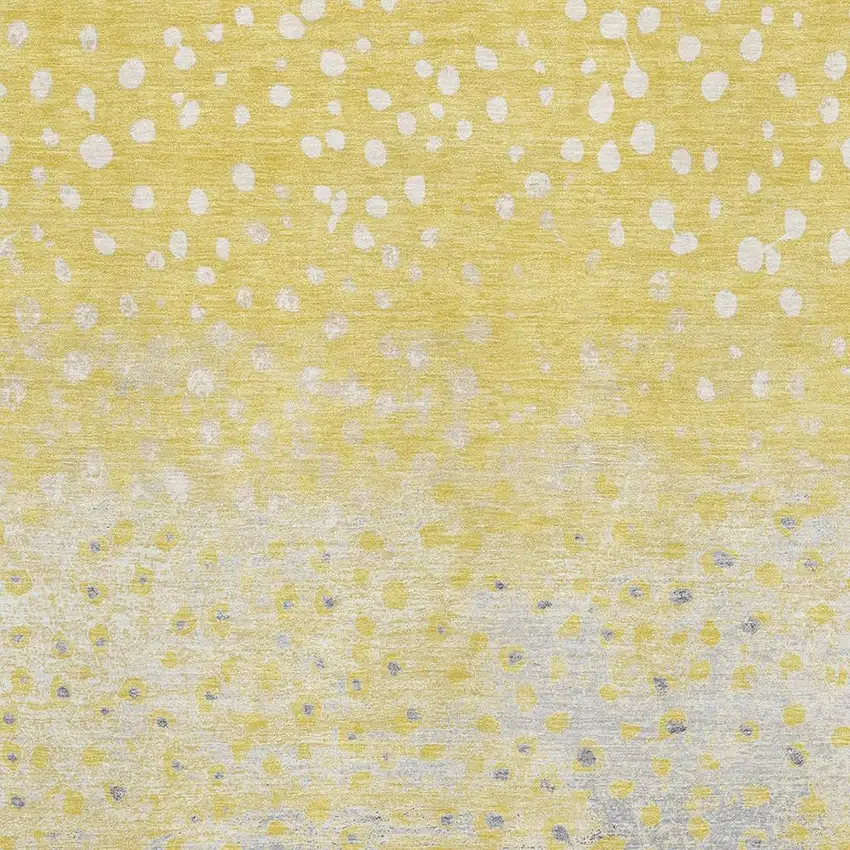 Yellow Gray And Ivory Polka Dot Washable Area Rug With UV Protection Photo 2