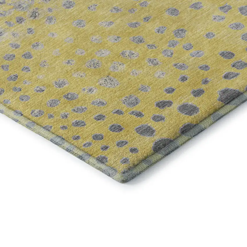 Yellow Gray And Ivory Polka Dot Washable Area Rug With UV Protection Photo 7