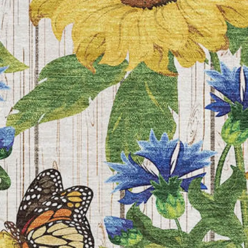 Yellow Green And Blue Geometric Washable Area Rug With UV Protection Photo 4