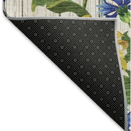 Yellow Green And Blue Geometric Washable Area Rug With UV Protection Photo 6