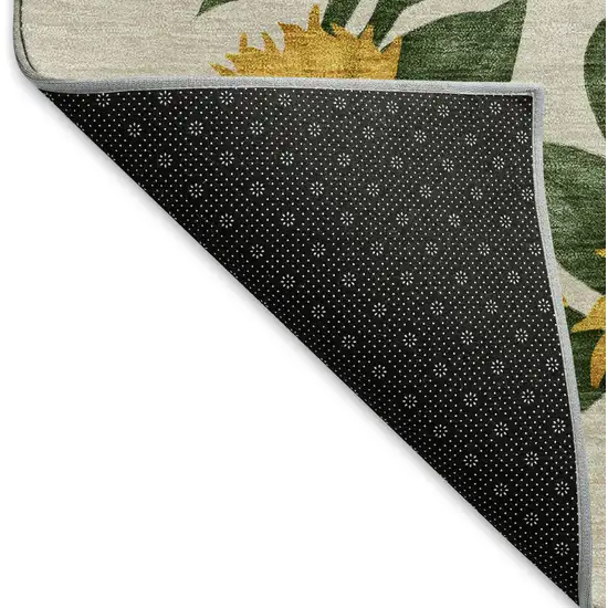 Yellow Green And Ivory Geometric Washable Area Rug With UV Protection Photo 6