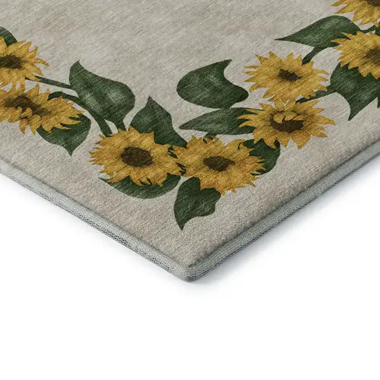 Yellow Green And Ivory Geometric Washable Area Rug With UV Protection Photo 7