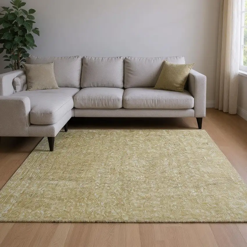 Yellow Shag Hand Woven Area Rug Photo 2